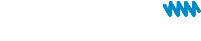 mainspring agency logo, white text, blue spring, transparent